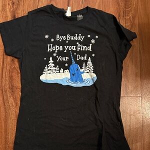 Black Graphic Tee with Narwhal Design